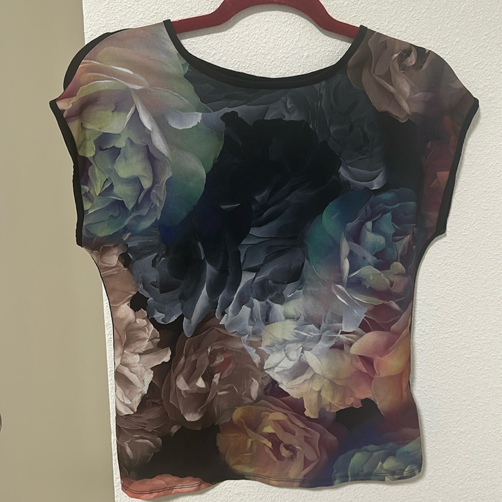 TED BAKER Floral Shirt Technicolor Bloom Floral Top 0 XS